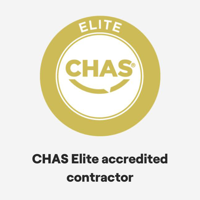 CHAS: Member of the Contractors Health and Safety Assessment Scheme (CHAS)  which is dedicated to completing health and safety pre-qualification assessments to a nationally recognised and accepted threshold standard. CHAS is the fastest growing Health and Safety assessment scheme in the UK. http://www.chas.gov.uk/