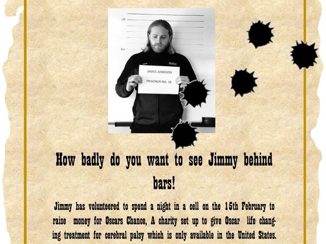 Fundraising Jimmy Jennison Looks Set to Spend Time Behind Bars in Charity Lock Up