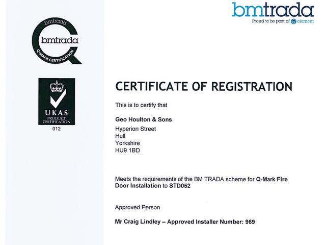 Houlton Achieve Q-Mark for Fire Door Installation & Fire Door Maintenance